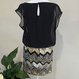 AS U Wish S Black & Gold Cocktail / Event Dress Wedding Evening Party